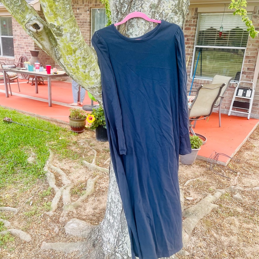 Universal Thread Maxi Dress Gray with Poplin Sleeves and Side Slits Size…